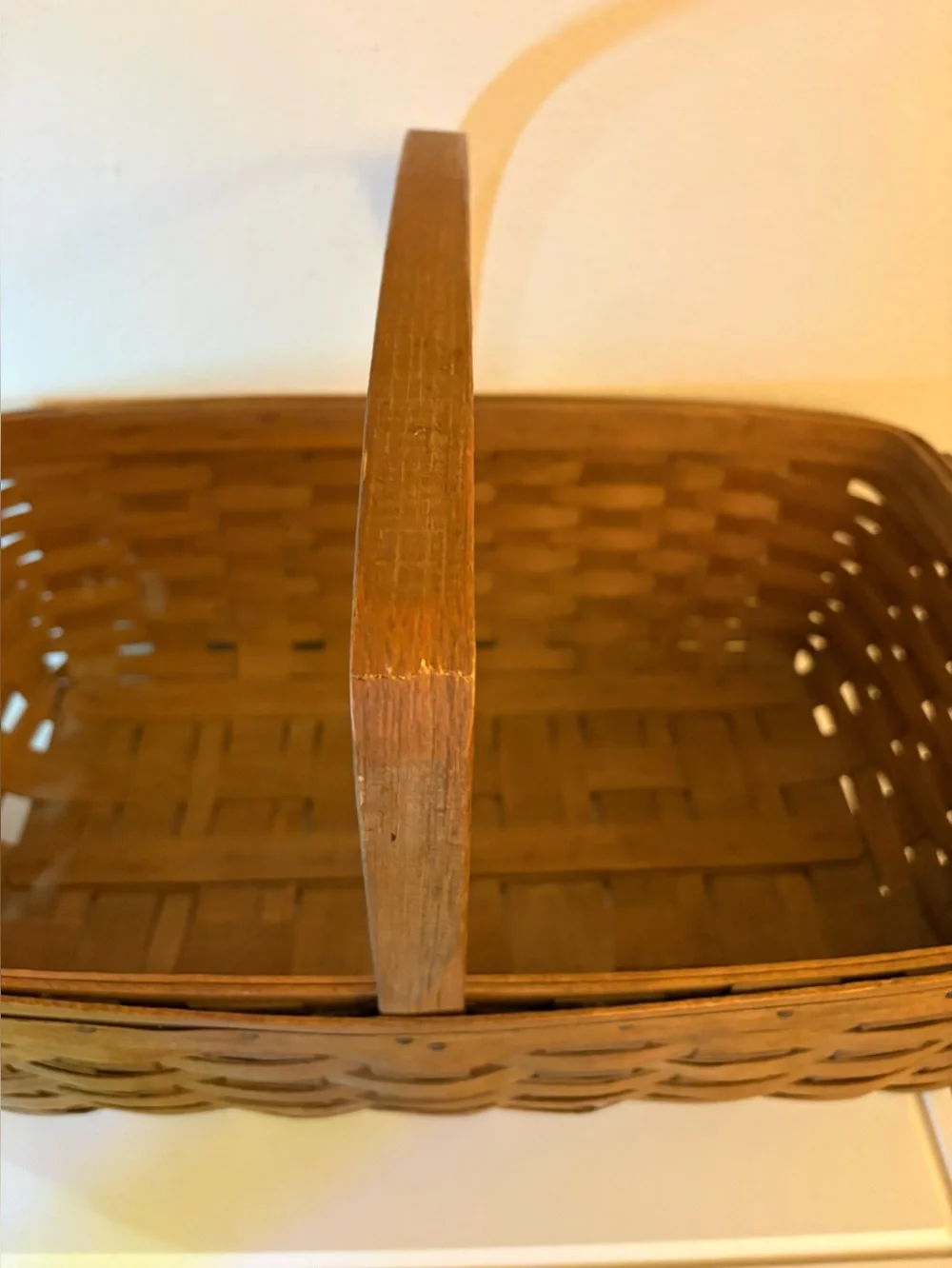 Vintage 1984 Longaberger Extra Large Rectangular Basket w/ Single Wood Handle